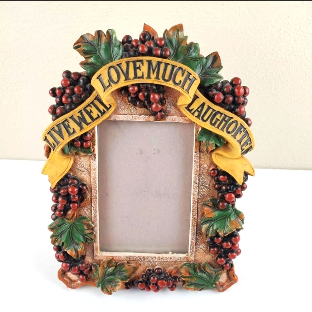 Live Well, Love Much,Laugh Often‎ Wall/Desk Frame Ribbon Tuscan Grapes